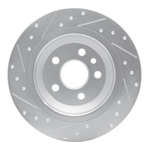 Volvo V60 Brake Rotor (1) - Rear Right - R1 Concepts - Drilled & Slotted - Silver - `07-`18